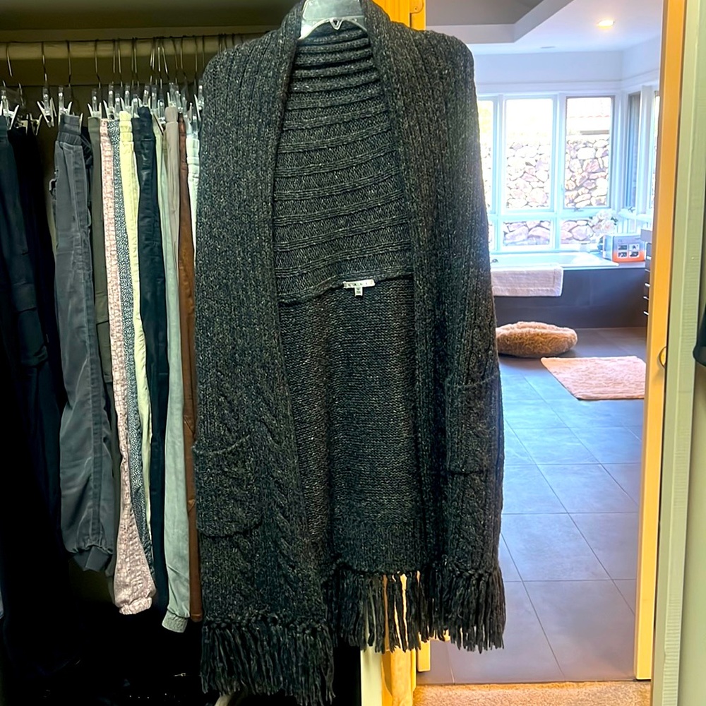 Size M Cabi long sweater vest with fringe